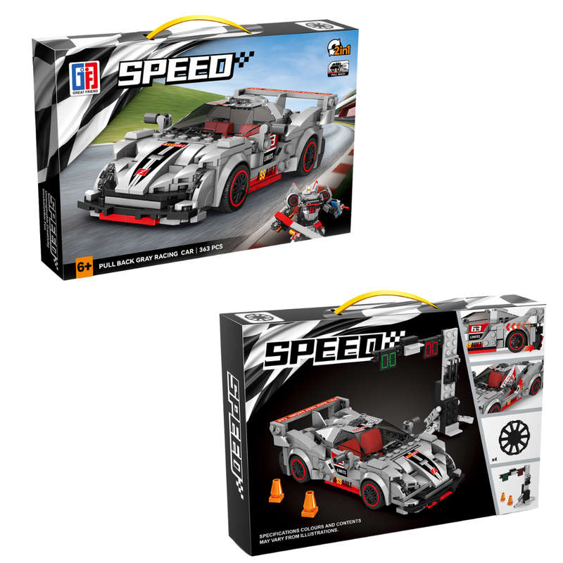 Speed Racing Car Building Blocks Grey 363 Pcs 2-in-1