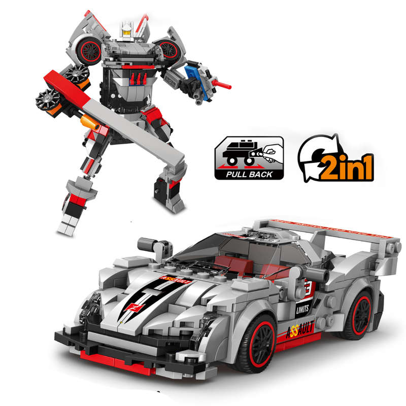Speed Racing Car Building Blocks Grey 363 Pcs 2-in-1