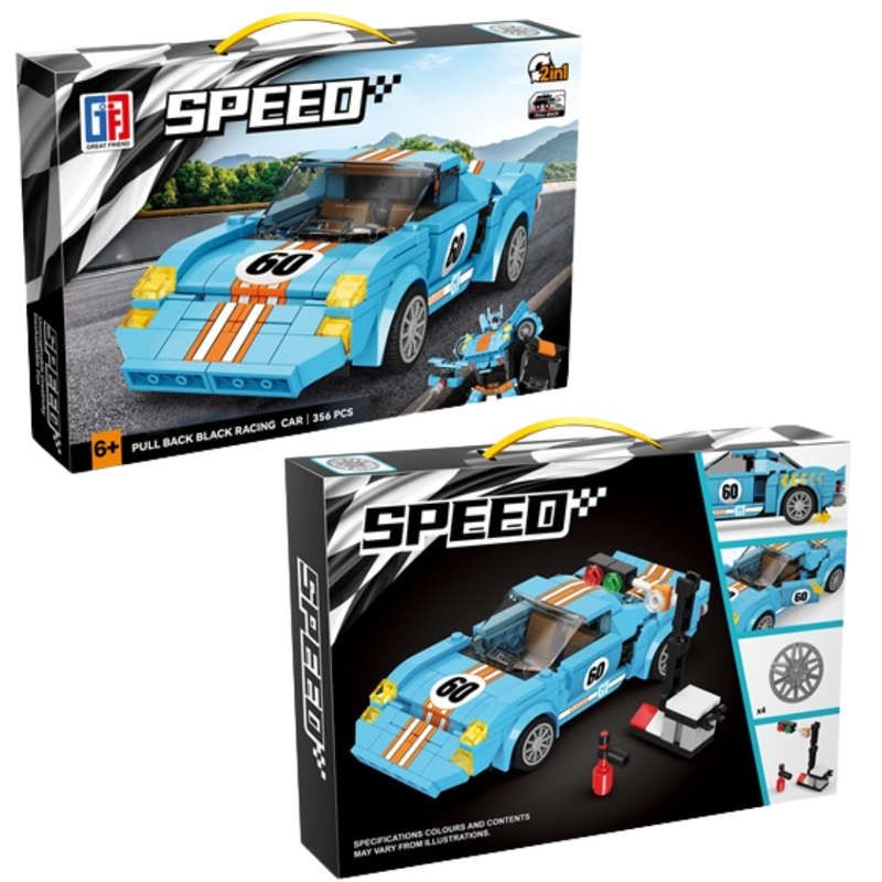 Speed Racing Car Building Blocks Blue 356 Pcs 2-in-1