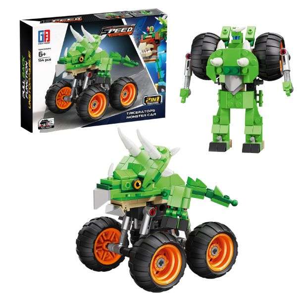 Dino Car Building Blocks 164pc 2-in-1
