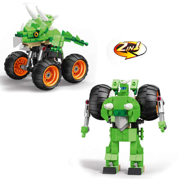 Dino Car Building Blocks - 164 Piece 2-in-1 Transforming Monster Truck Fun