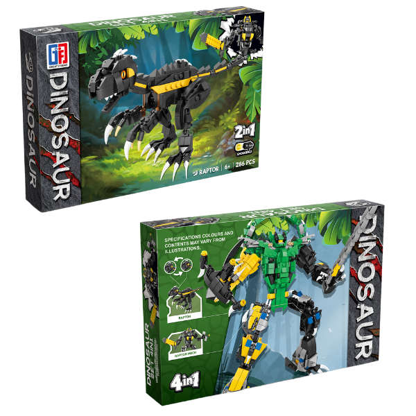 Building Blocks Brachiosaurus - 286 Piece 4-in-1 Dinosaur & Robot Combo Set