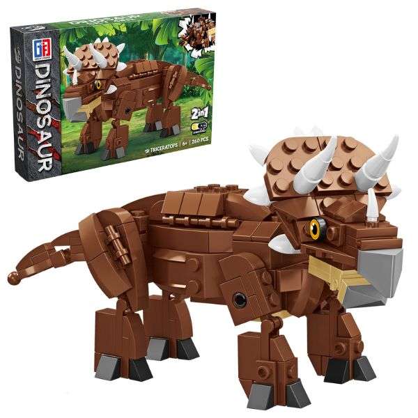 Dinosaur Building Blocks Triceratops 260pc 2-in-1