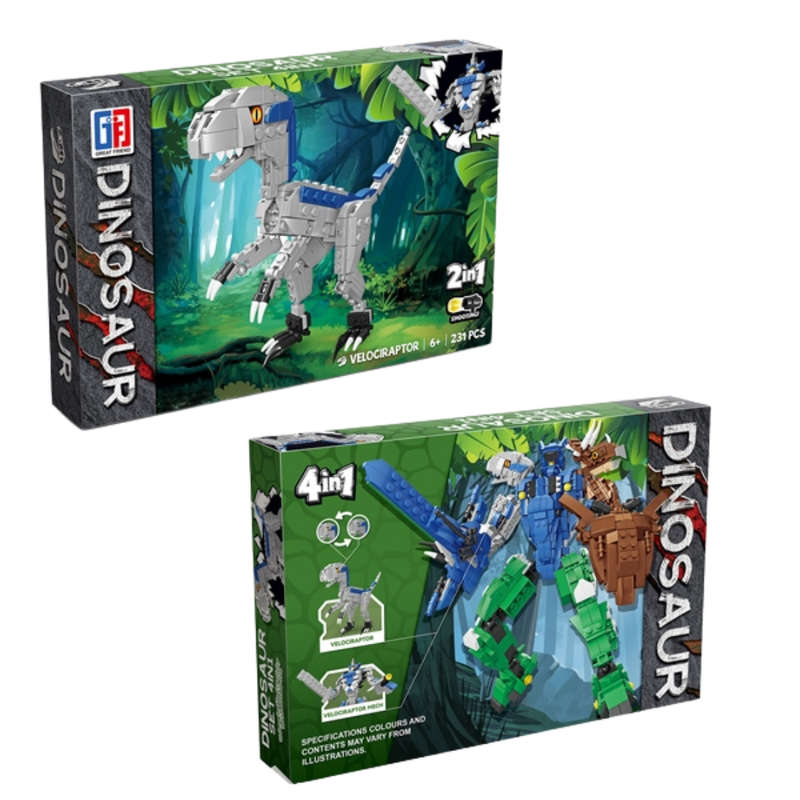 Dinosaur 2-in-1 Building Blocks Velociraptor & Mech Robot - 231 Pieces