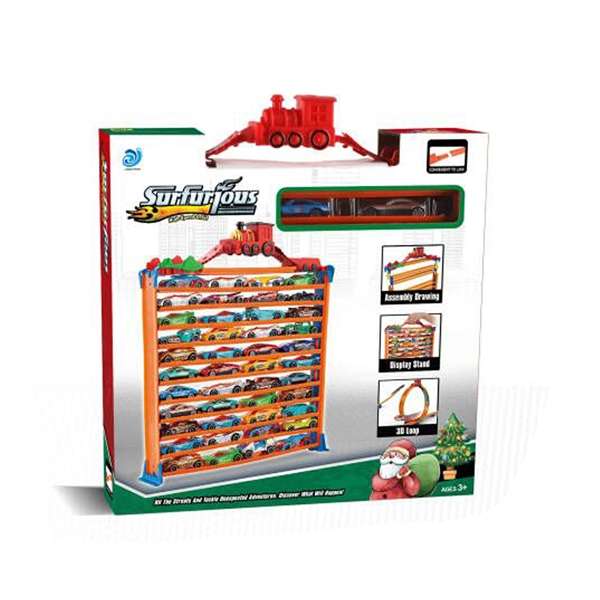 SurFurious Hot Wheels Style Rack & Track Set - Car Display & Race Track Kit