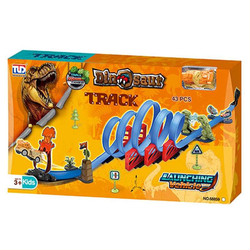Dinosaur Track Adventure Race Set - 43-Piece Car Track with Launcher & Dino Obstacles