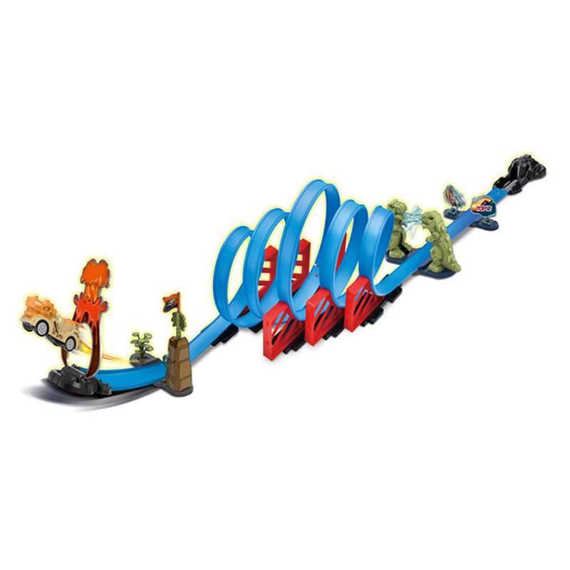 Dinosaur Track Adventure Race Set - 43-Piece Car Track with Launcher & Dino Obstacles