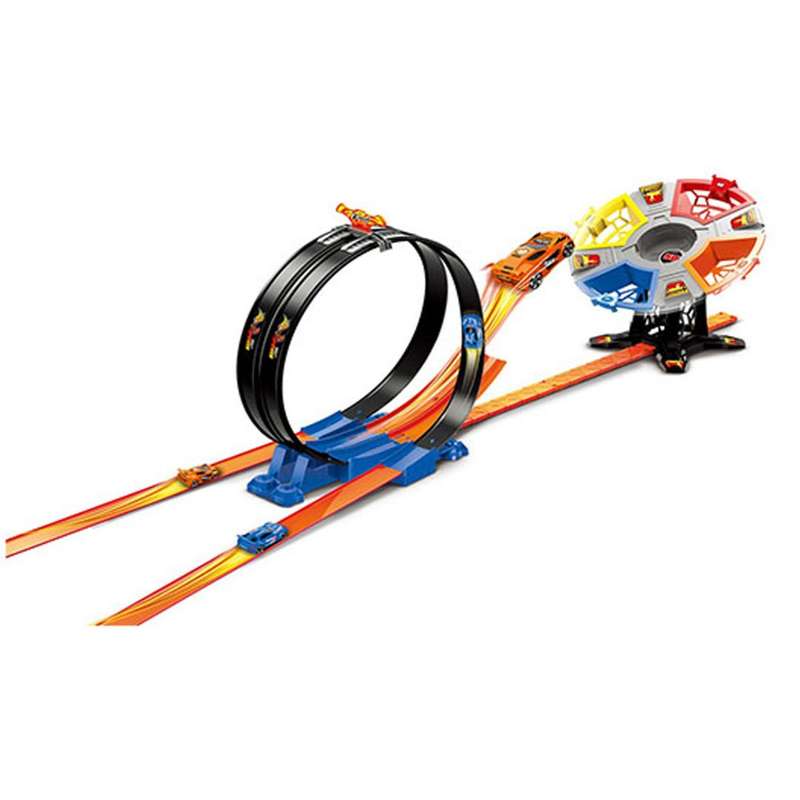 Power Track Racing Super Track Racer Set - 33-Piece Stunt & Target Car Track with 360° Loop Action