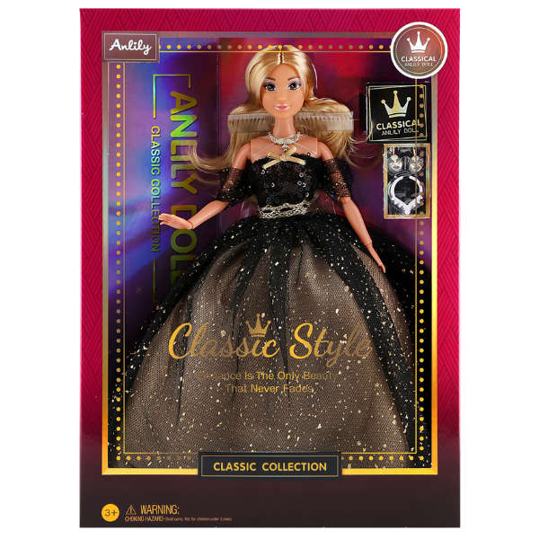 Anlily - Classic Style 30cm Fashion Doll (Black & Gold Gown)