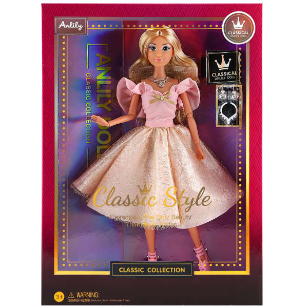 Anlily Classic Style 30cm Fashion Doll - Elegant Pink Ballgown with Jewelry