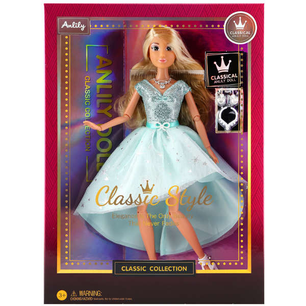 Anlily Classic Style Fashion 30cm Doll - Ethereal Blue Gown with Silver Accents