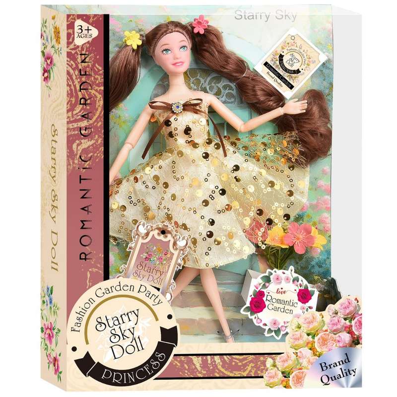 Romantic Garden Starry Sky Princess Fashion Doll - Deluxe 32cm Doll with Sparkling Gown & Hair Ac...