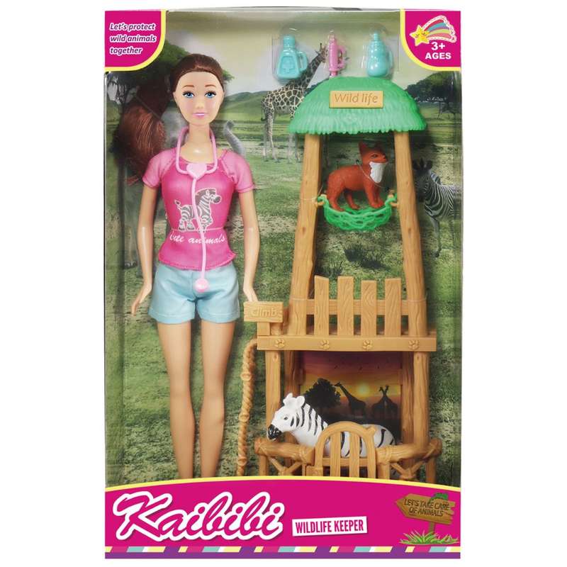Kaibibi Wildlife Keeper Doll & Animal Rescue Play Set - 30cm Doll