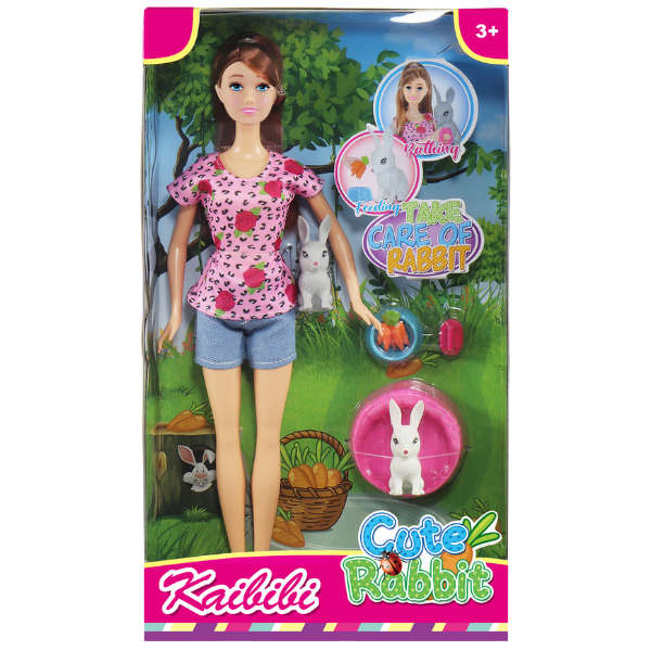 Kaibibi Cute Rabbit Doll - 30cm Doll with Rabbit Pet