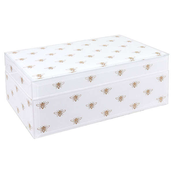 Gold Mirror Bees Jewellery Box 21cm