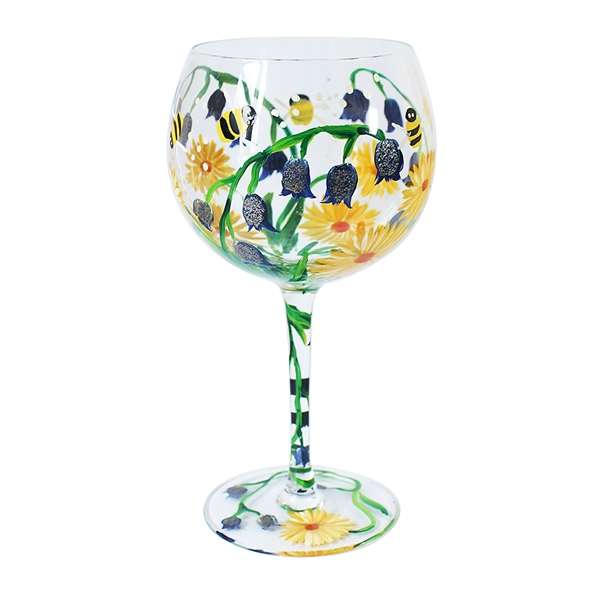 Gin Glass Hand Painted by Lynsey Johnstone Bluebells