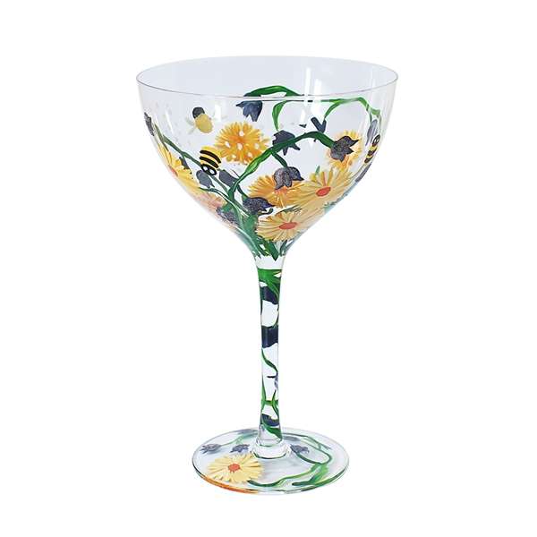 Cocktail Glass Hand Painted by Lynsey Johnstone Bluebells
