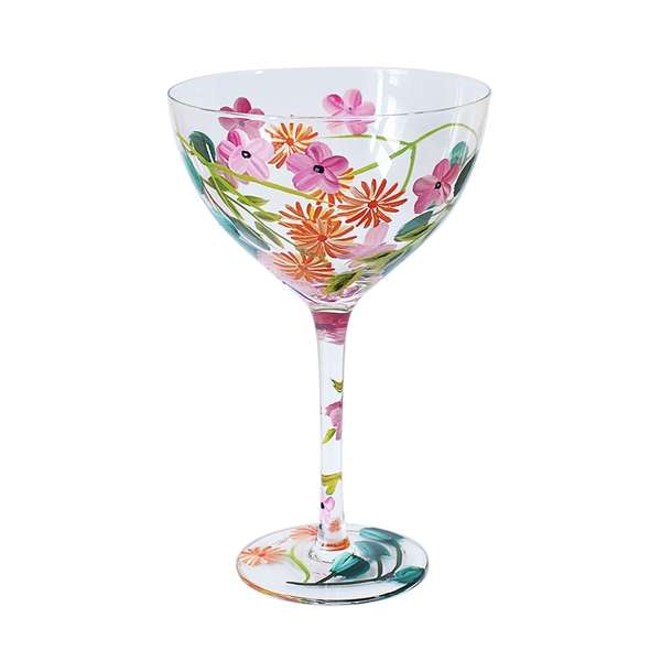 Cocktail Glass Hand Painted by Lynsey Johnstone Butterfly Garden