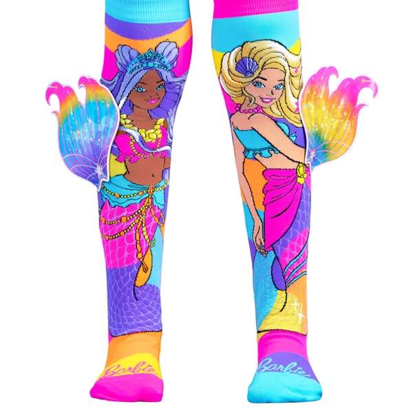 MADMIA Barbie Mermaid Knitted Knee-High Socks with 3D Fins, Ages 6-99
