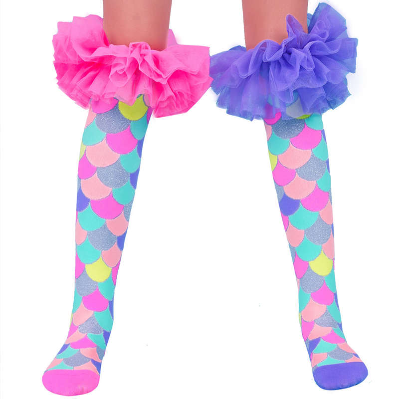 MADMIA Mermaid Frill Knitted Knee-High Socks, Pastel, Ages 6-99