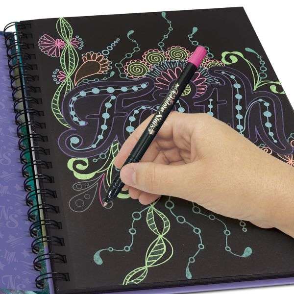 Nebulous Stars Black Pages Colouring Book Coralia & Neon Gel Pens