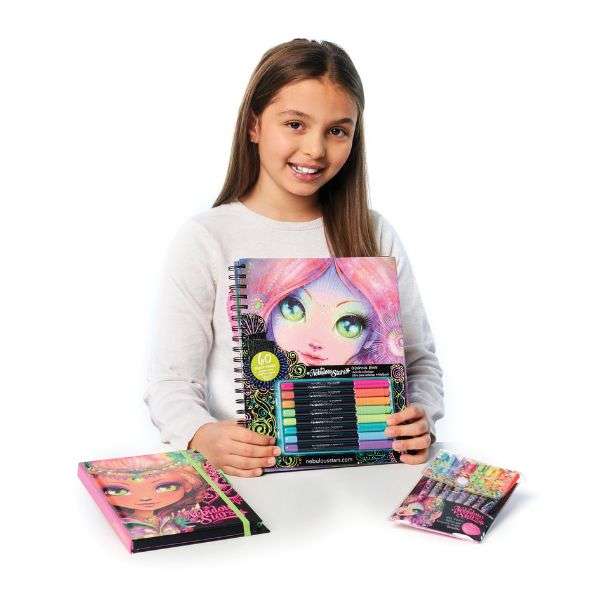 Nebulous Stars Black Pages Colouring Book Coralia & Neon Gel Pens
