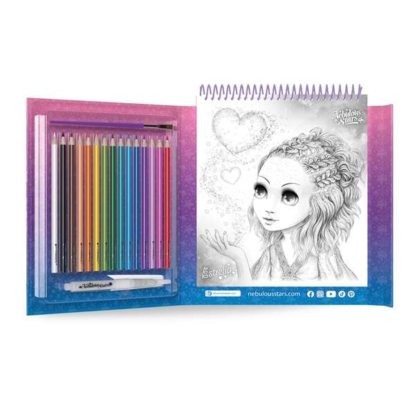 Nebulous Stars Watercolouring Book Set Estrelia incl Pencils
