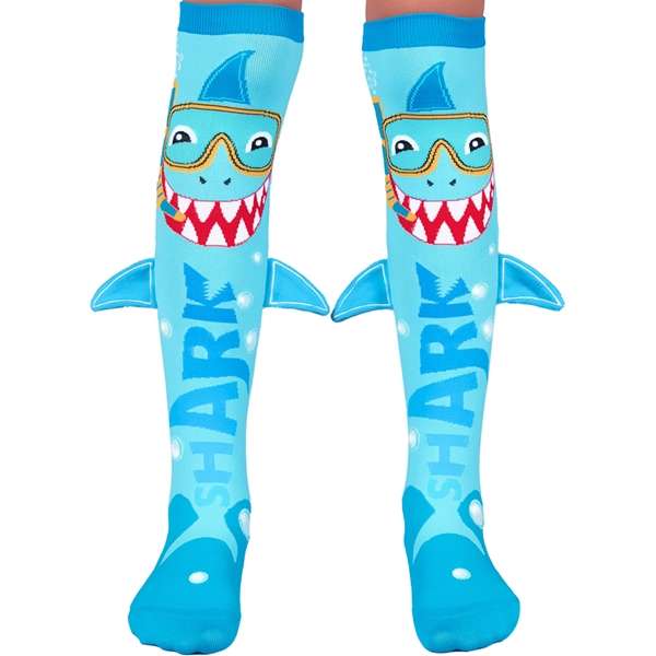 MADMIA Shark Knee-High Socks with 3D Fins, Ages 6-99