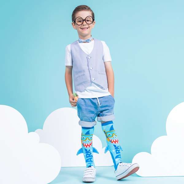 MADMIA Shark Knee-High Socks with 3D Fins, Ages 6-99