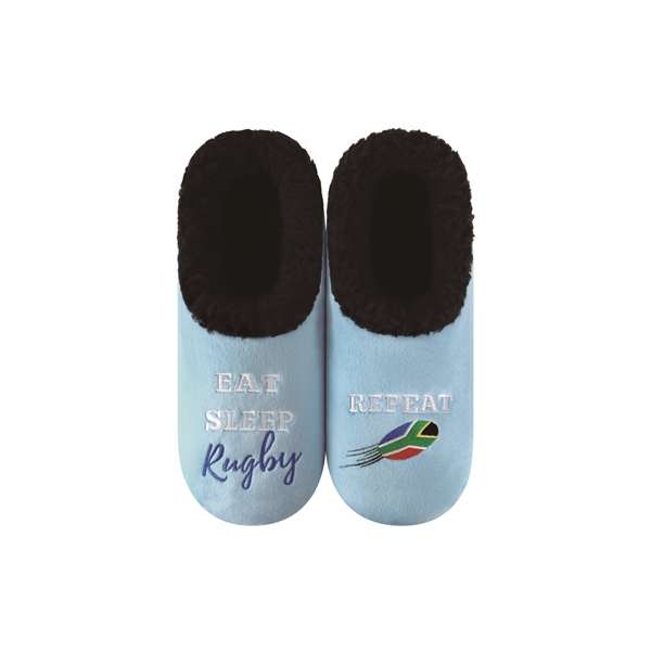 snoozies Mens Fleece Slippers Rugby