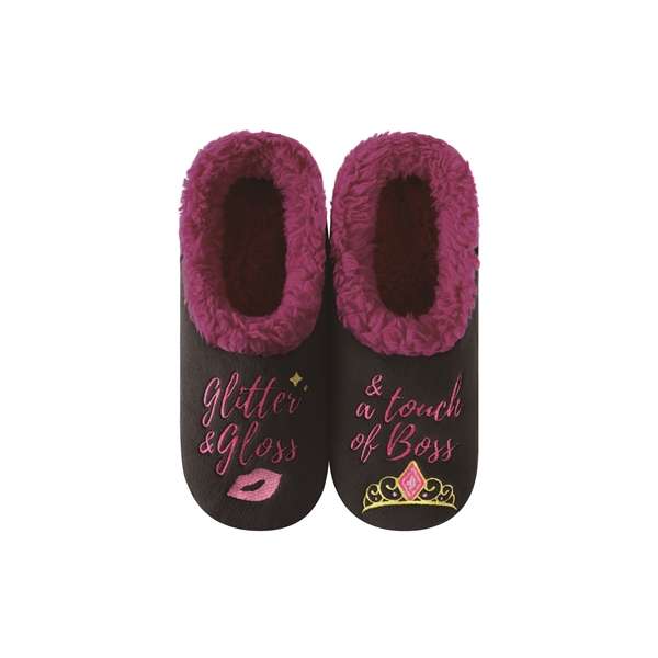 snoozies Womens Fleece Slippers Pairable Glitter and Gloss