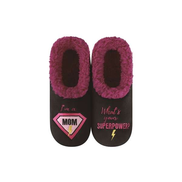 snoozies Womens Fleece Slippers Pairable Superpower