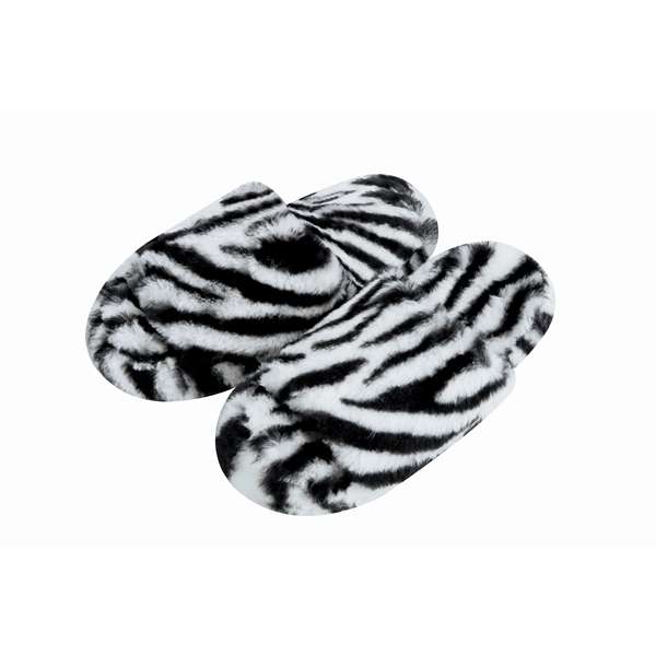 snoozies Womens Fleece Slippers Jungle Fever Slide Zebra