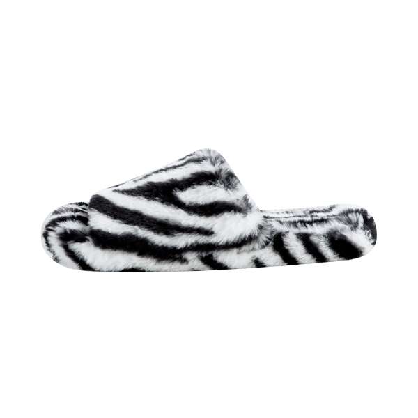 snoozies Womens Fleece Slippers Jungle Fever Slide Zebra