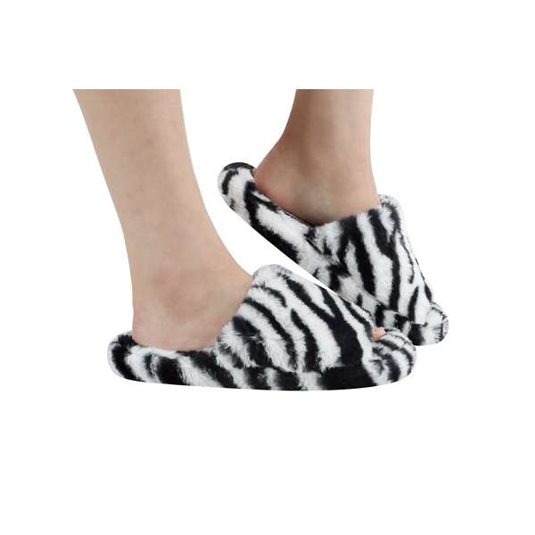 snoozies Womens Fleece Slippers Jungle Fever Slide Zebra