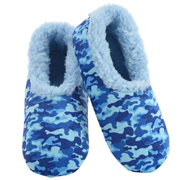 snoozies Kids Fleece Slippers Blue Camo