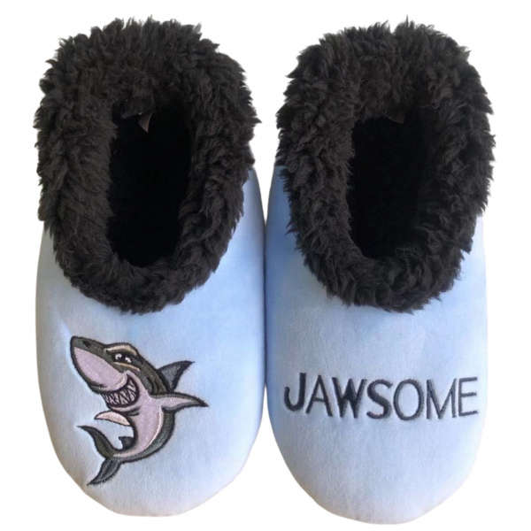 Snoozies Kids Fleece Slippers Shark Pairable
