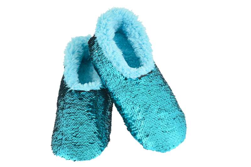 snoozies Kids Fleece Slippers Blue Bling