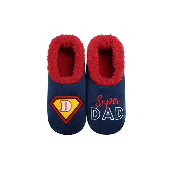 snoozies Mens Fleece Slippers  - Super Dad