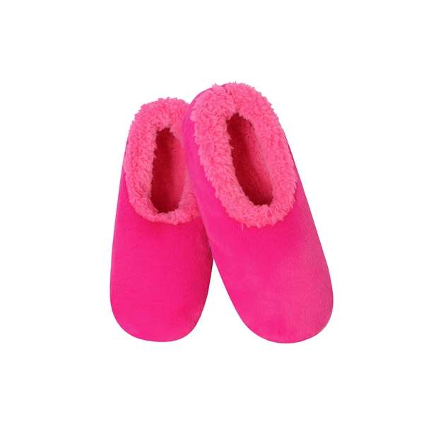 snoozies Womens Fleece Slippers Bright Pink