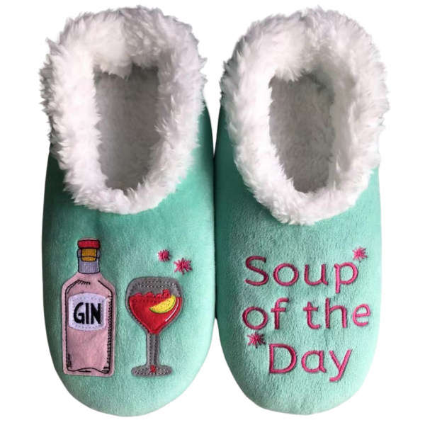Snoozies Womens Fleece Slippers Gin & Tonic Pairable