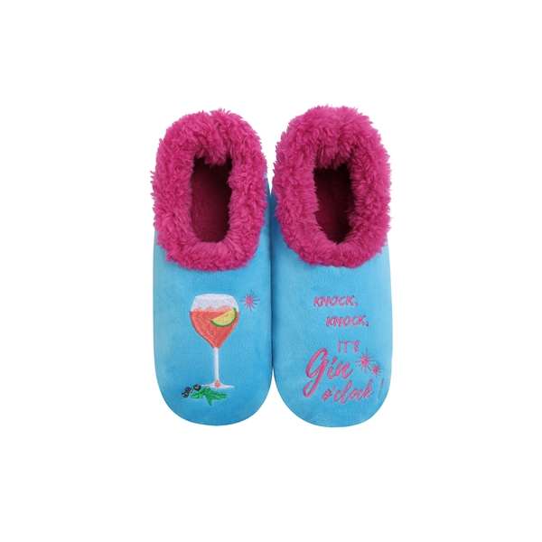 snoozies Womens Fleece Slippers  Knock Knock