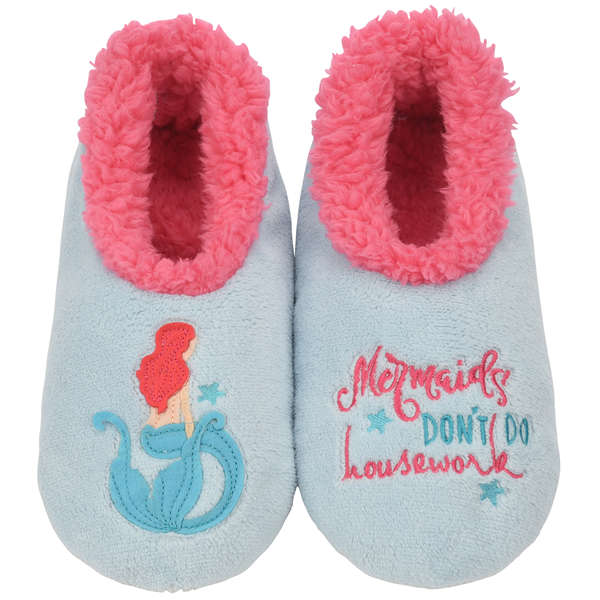 snoozies Womens Fleece Slippers Mermaid