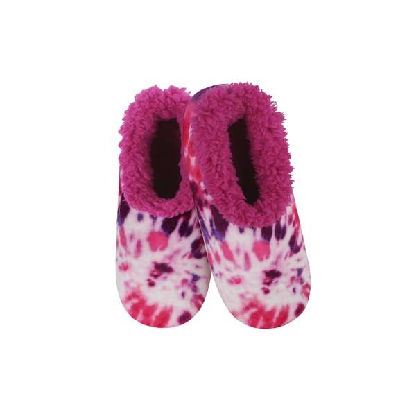 snoozies Womens Fleece Slippers Peace Out - Pink