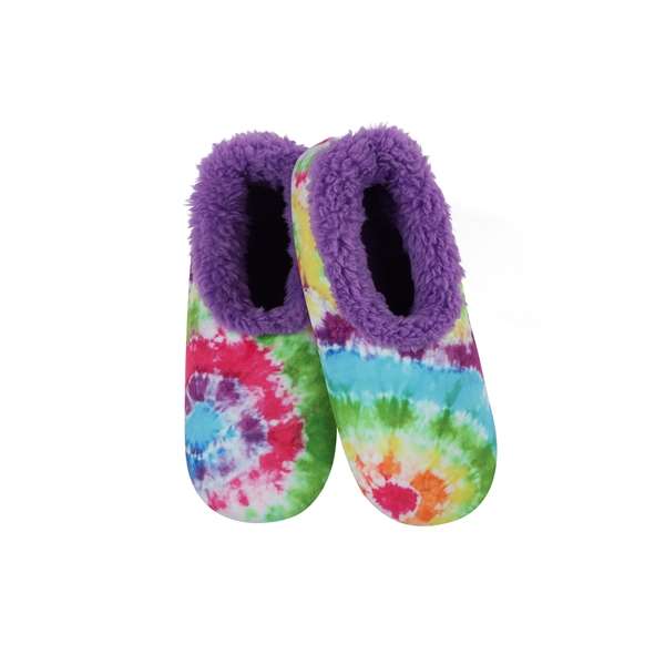 snoozies Womens Fleece Slippers Peace Out - Purple