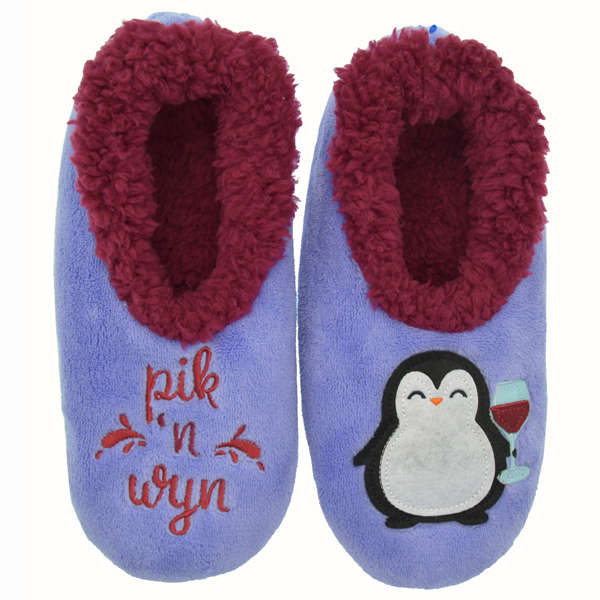 snoozies Womens Fleece Slippers Pik 'n Wyn