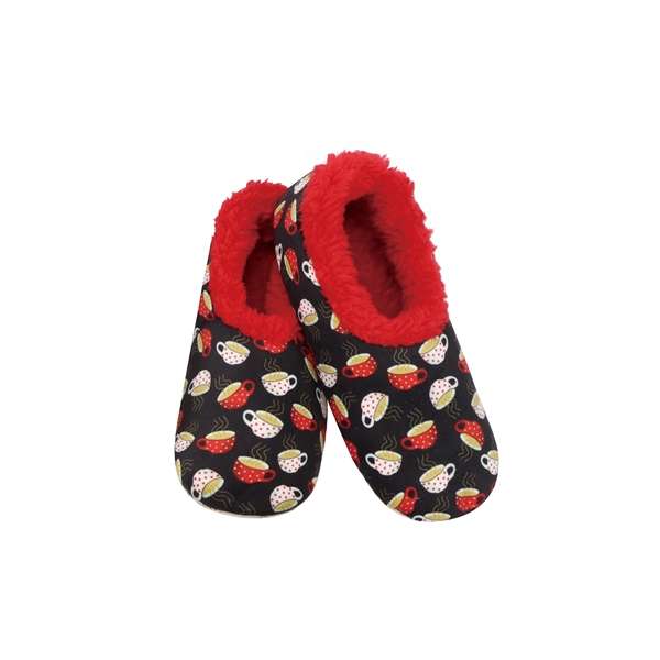 snoozies Womens Fleece Slippers Tea Cup