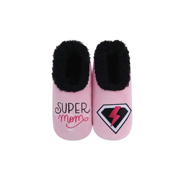 snoozies Womens Fleece Slippers Super Mom