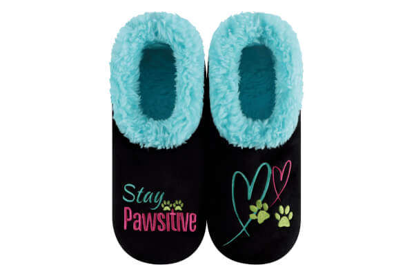 Snoozies Womens Fleece Slippers Stay Pawsitive