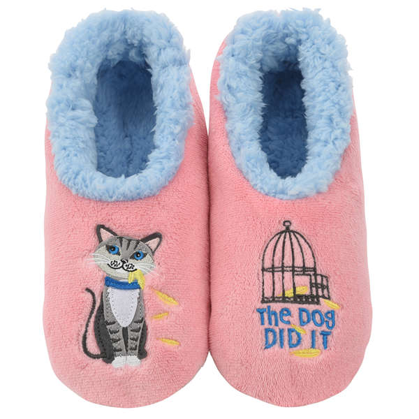 snoozies Womens Fleece Slippers The Dog Did It